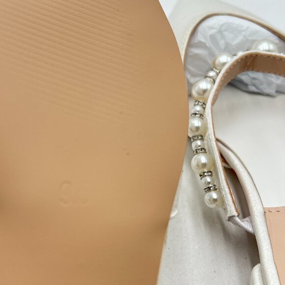 XYD White Mule with Pearls Strappy Pointed Toe Stylish Beaded Slides Sandals - Picture 5 of 7